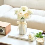 White Ceramic Flower Vase, 8'' Trendy Ornamental Vases Minimalism Boho... - Image 8