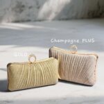 Womens Golden Glitter Clutch Purse Pleated Night Bag for Bridal Wedd... - Image 3