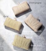 Womens Golden Glitter Clutch Purse Pleated Night Bag for Bridal Wedd... - Image 4