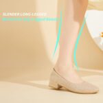 ALTOCIS Girls’s Low Block Chunky Heels Pumps Girls Elegant Closed Rou... - Image 4