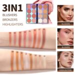 16 Colours Contour Palette，Blush Highlighter Bronzer Powder Multi functional ... - Image 4