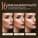 16 Colours Contour Palette，Blush Highlighter Bronzer Powder Multi functional ... - Image 6