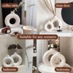 White Ceramic Donut Vase Set of two, Hole Matte Pampas Flower Vases fo... - Image 6