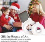 White Ceramic Donut Vase Set of two, Hole Matte Pampas Flower Vases fo... - Image 7