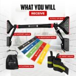Pull Up Bar for Doorway with Resistance Bands & Wrist Wraps, Adjustabl... - Image 4