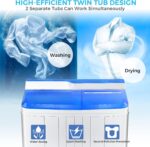Giantex Transportable Washing Machine, Twin Tub Washer and Dryer Combo, 13l... - Image 6