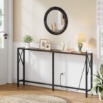 Console Desk with Oulets and USB Ports, 55.1" Couch Desk Behind Sofa... - Image 3