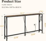 Console Desk with Oulets and USB Ports, 55.1" Couch Desk Behind Sofa... - Image 4