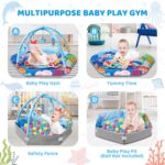 Child Gymnasium Play Mat, 8-in-1 Ocean Theme Tummy Time Mat & Ball Pit, Washa... - Image 4