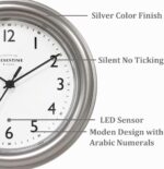 Presentime & Co. 8.5" Fashionable Farmhouse Evening Gentle Wall Clock, Silent ... - Image 3