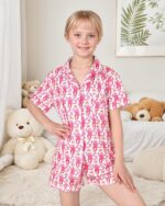 Ladies Summer time Outfit, Children 2 Piece Button Down Monkey Seaside Shorts Set ... - Image 3