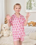 Ladies Summer time Outfit, Children 2 Piece Button Down Monkey Seaside Shorts Set ... - Image 4