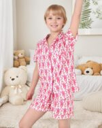 Ladies Summer time Outfit, Children 2 Piece Button Down Monkey Seaside Shorts Set ... - Image 6