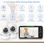 HelloBaby Child Monitor 2 Cameras, 6'' World First IPS Break up-Display screen 30H... - Image 3