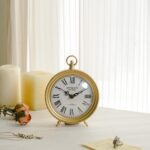 NIKKY HOME Gold Desk Clock, Silent Non-Ticking Shelf Desk High Clock B... - Image 3