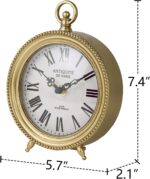 NIKKY HOME Gold Desk Clock, Silent Non-Ticking Shelf Desk High Clock B... - Image 6