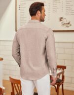 COOFANDY Males's Lengthy Sleeve Button Down Shirts Informal Untucked Shirt Re... - Image 4