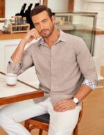 COOFANDY Males's Lengthy Sleeve Button Down Shirts Informal Untucked Shirt Re... - Image 6