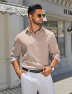 COOFANDY Males's Lengthy Sleeve Button Down Shirts Informal Untucked Shirt Re... - Image 8