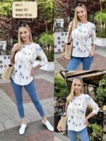 Zeagoo 3/4 Size Sleeve Womens Tops Crew Neck Free Match Shirts Pleate... - Image 5