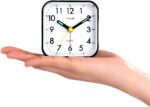 Small Battery Operated Analog Journey Alarm Clock Silent Non Ticking, G... - Image 3