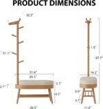 Shoe Bench Entryway,Coat Rack with Shoe Storage, Coat Rack and Shoe Ra... - Image 3