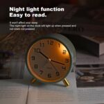 Analog Alarm Clocks,Retro Metallic Desk Silent Non Ticking Small Clock wi... - Image 3