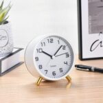Analog Alarm Clocks,Retro Metallic Desk Silent Non Ticking Small Clock wi... - Image 4