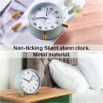 Analog Alarm Clocks,Retro Metallic Desk Silent Non Ticking Small Clock wi... - Image 7