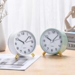 Analog Alarm Clocks,Retro Metallic Desk Silent Non Ticking Small Clock wi... - Image 8