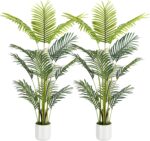 Synthetic Palm Tree 4FT, Suntee Faux Tree with White Tall Planter 2 P... - Image 5