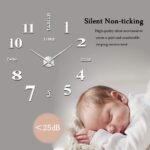 VREAONE Frameless DIY Wall Clock,Giant Trendy 3D Mirror Wall Clock Dec... - Image 3