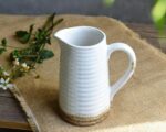 Quoowiit Ceramic Rustic Vase with Deal with, White Distressed Ornamental ... - Image 4