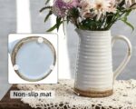Quoowiit Ceramic Rustic Vase with Deal with, White Distressed Ornamental ... - Image 5