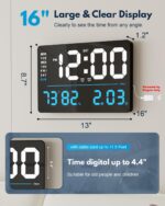 AYRELY® 16" LED Digital Wall Clock with Giant Show,Alarm Clock with... - Image 3