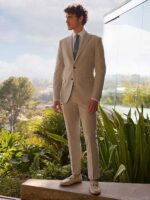 Wangyue Males's 2 Piece Swimsuit Slim Match Fits for Males Two Button Blazer Fo... - Image 4