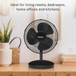 HOLMES 12" Desk Fan, 75° Oscillation, 3 Speeds, 15° Adjustable Head T... - Image 3