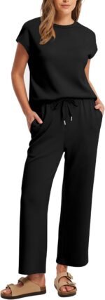 SAMPEEL Two Piece Units for Ladies Summer time Trip Outfits Cap Sleeve To... - Image 3