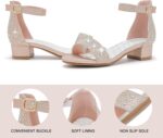 Dufannie Ladies Sandals Low Heels Costume Pump Ankle Strap Open Toe Flowe... - Image 7