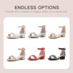 Dufannie Ladies Sandals Low Heels Costume Pump Ankle Strap Open Toe Flowe... - Image 8