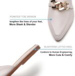 Steel Chain Decor Flat Mules for Girls Closed Pointed Toe Slip on Loaf... - Image 4