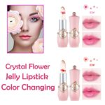 BINGBRUSH 2Pcs Colour Altering Lipstick,Pink Crystal Flower Jelly PH Mo... - Image 3