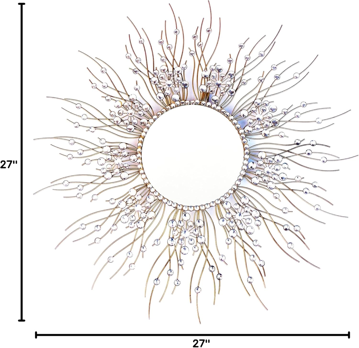 Gold Sunburst Mirror Massive Spherical Classic Boho Decor Metallic Wall Artwork Mir... - Image 10