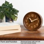 Driini Wood Analog Desktop Clock – 4.3 in. Ornamental Pinewood, No-T... - Image 3
