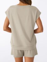 AUTOMET 2 Piece V Neck Cap Sleeve Shirt and Shorts Set Womens Matching... - Image 4