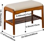 Shoe Bench, Entryway Bench, Wooden 2-Tier Shoe Rack with Cushion Padded ... - Image 3
