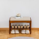 Shoe Bench, Entryway Bench, Wooden 2-Tier Shoe Rack with Cushion Padded ... - Image 4
