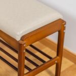 Shoe Bench, Entryway Bench, Wooden 2-Tier Shoe Rack with Cushion Padded ... - Image 5