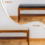 Shoe Bench, Entryway Bench, Wooden 2-Tier Shoe Rack with Cushion Padded ... - Image 7