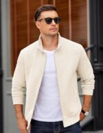 COOFANDY Mens Zip Up Sweatshirt Mock Neck Quilted Jacket Informal Lightw... - Image 3